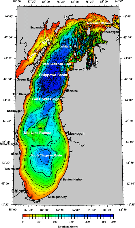 Bathymetry Map of Lake Michigan